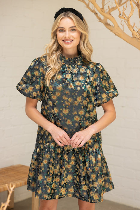 Floral Jacquard Midi Dress
