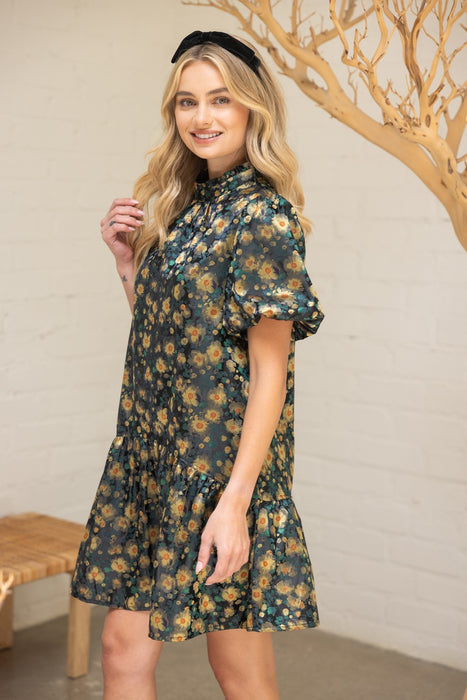 Floral Jacquard Midi Dress