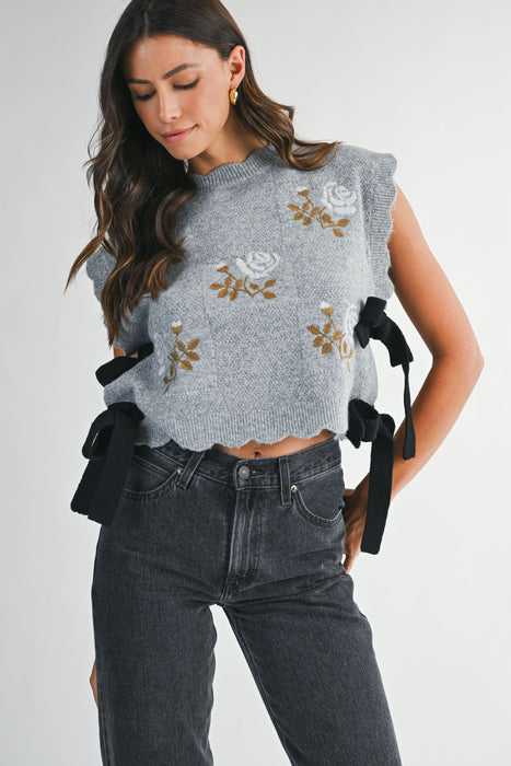 Knit Vest with Embroidery