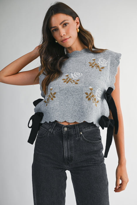 Knit Vest with Embroidery