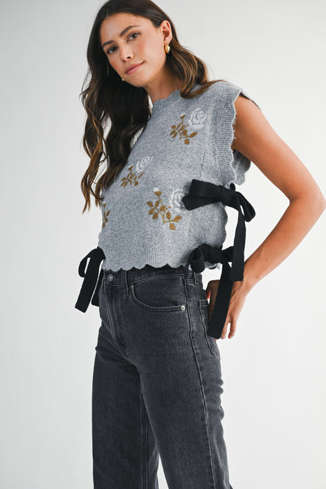 Knit Vest with Embroidery