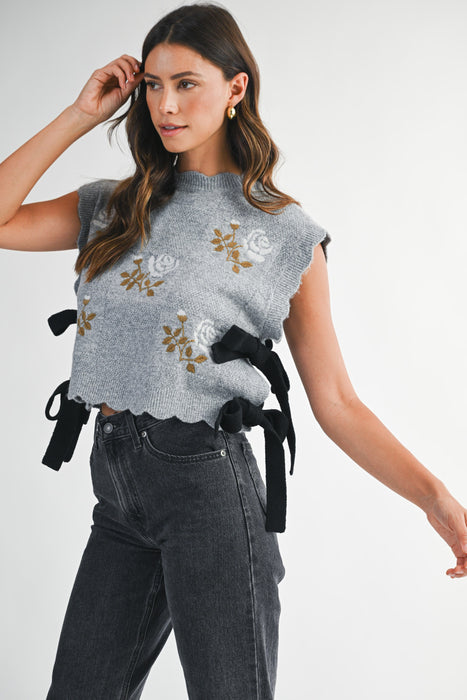 Knit Vest with Embroidery