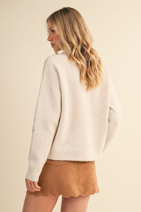 White/Yellow Flowers Sweater