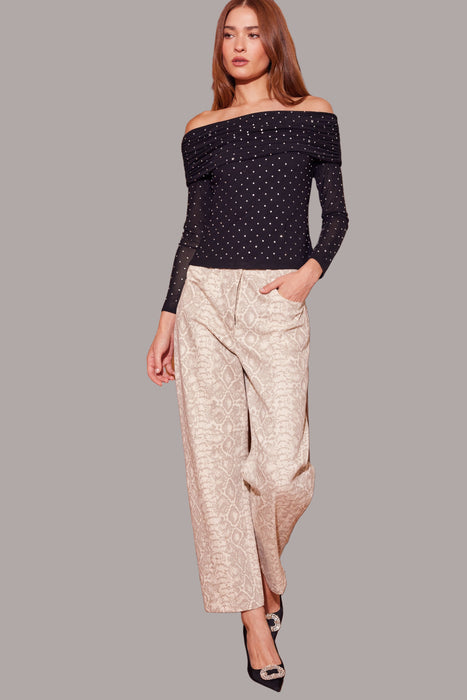 Snake Print Barrel Jean