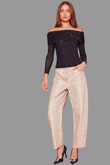 Snake Print Barrel Jean