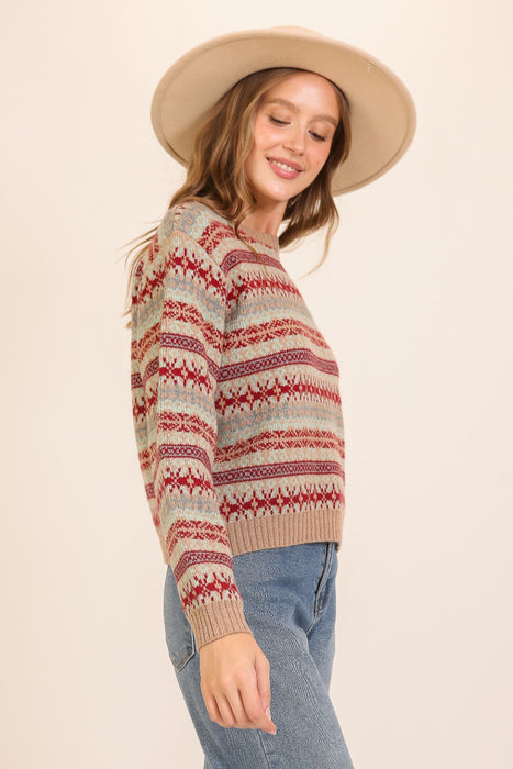 Mixed Pattern Stripe Sweater