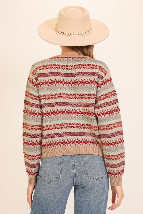 Mixed Pattern Stripe Sweater