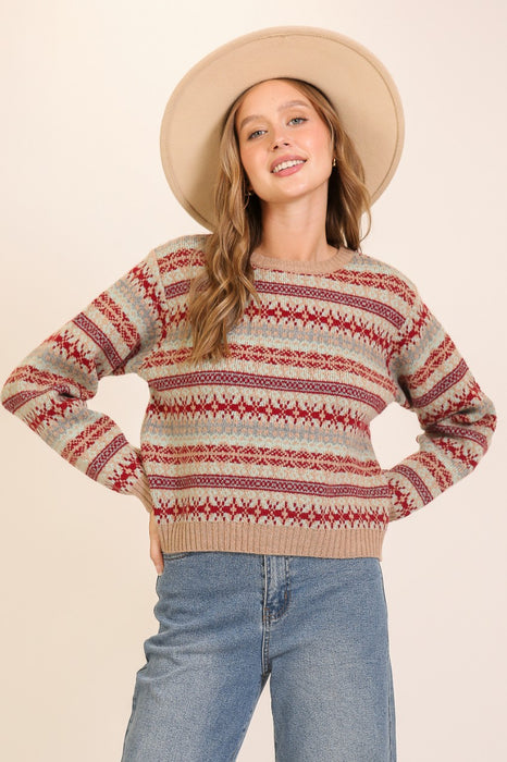 Mixed Pattern Stripe Sweater