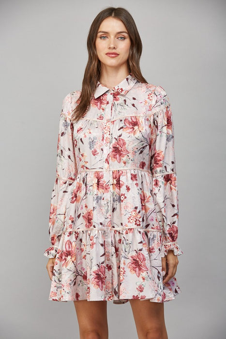 Button Down Collar Mini Dress