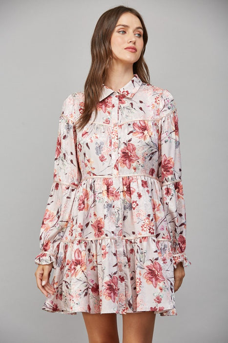 Button Down Collar Mini Dress