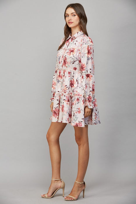 Button Down Collar Mini Dress