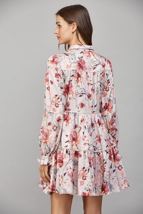 Button Down Collar Mini Dress