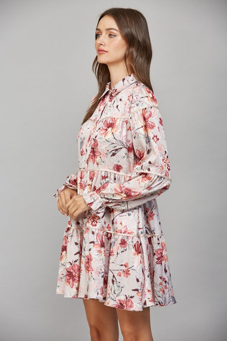 Button Down Collar Mini Dress