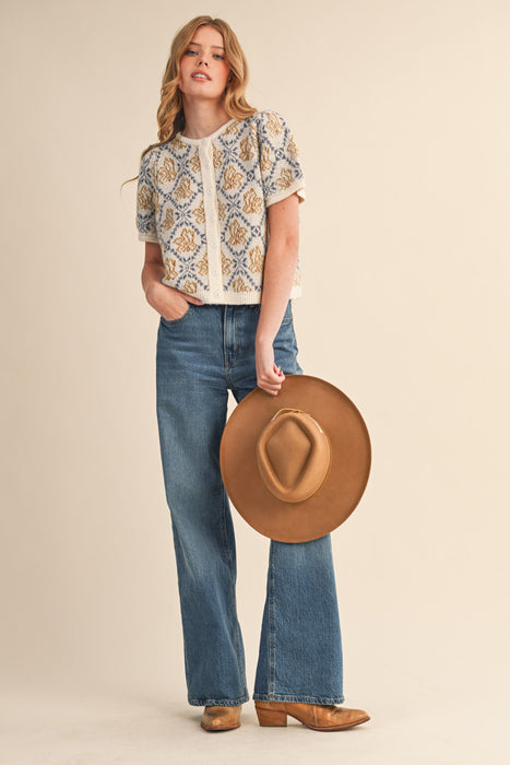 Button Down Floral Sweater