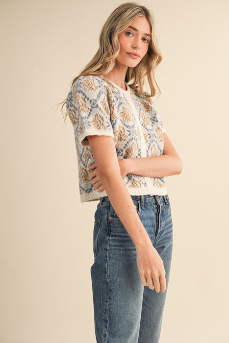 Button Down Floral Sweater