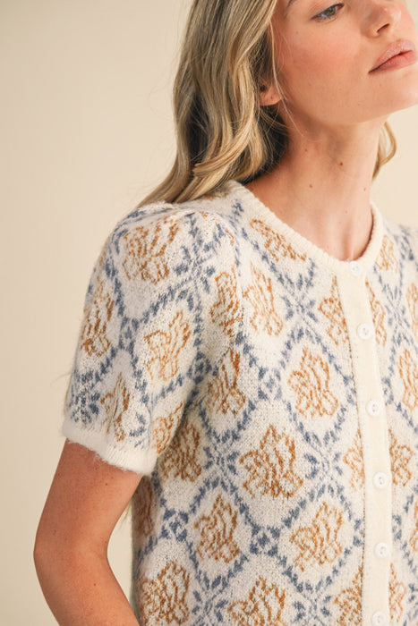 Button Down Floral Sweater