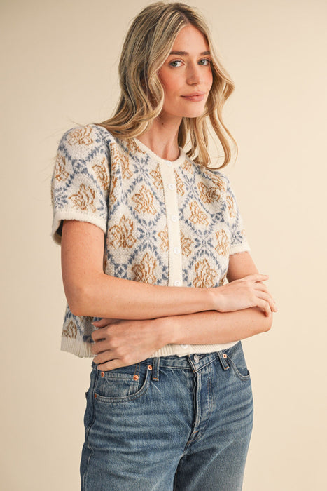 Button Down Floral Sweater