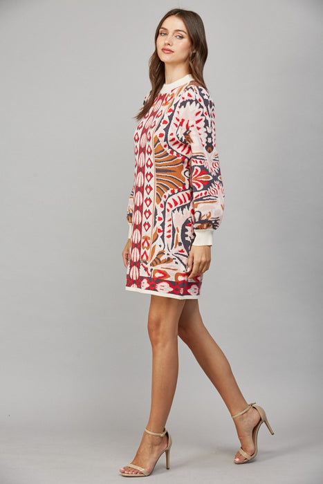 Jacquard Knit Sweater Dress