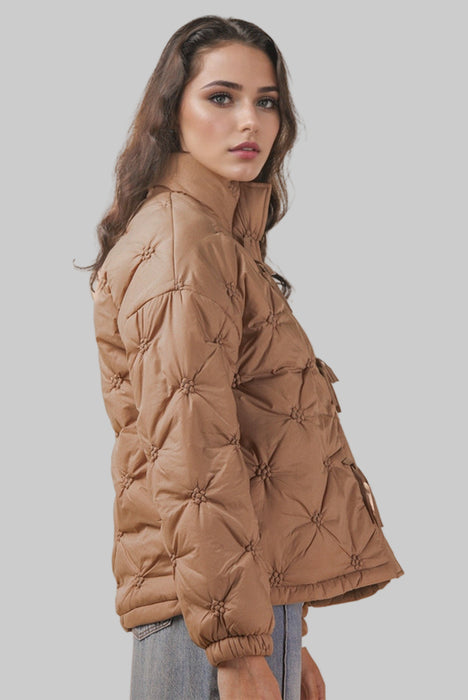 Flower Detail Puffy Jacket