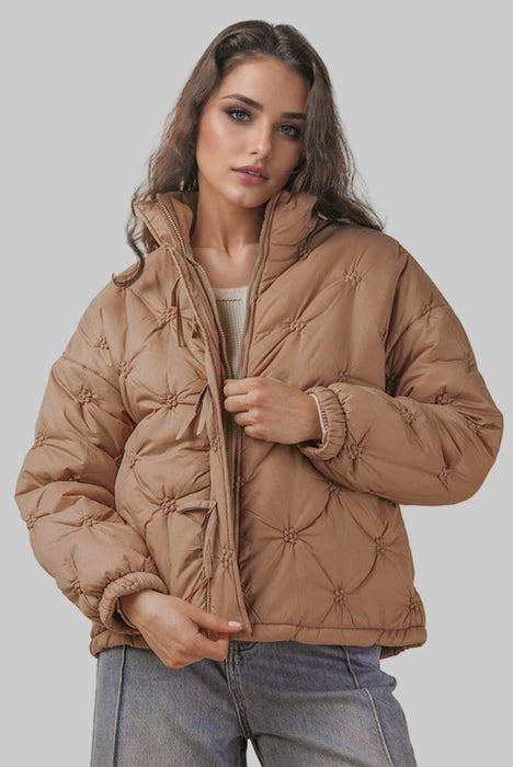 Flower Detail Puffy Jacket