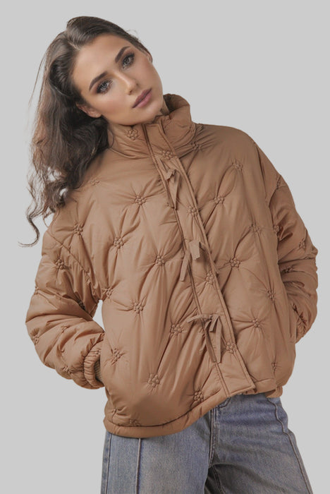 Flower Detail Puffy Jacket