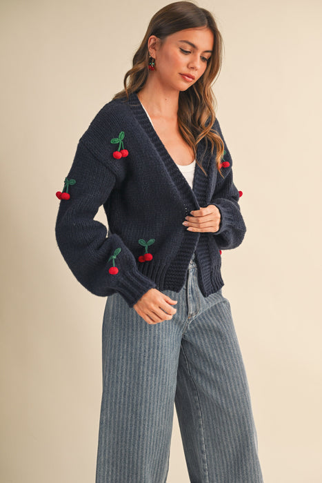 Long Sleeve Cherry Cardigan