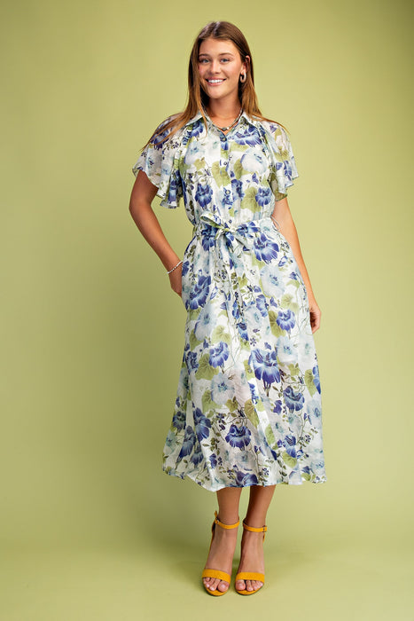 Floral Midi Shirt Dress