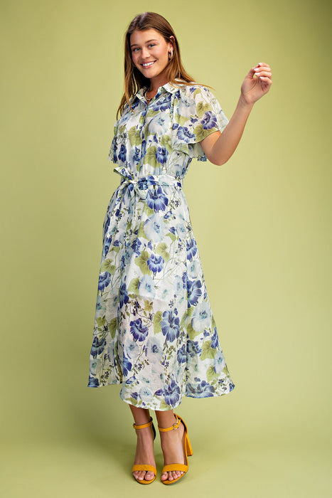 Floral Midi Shirt Dress