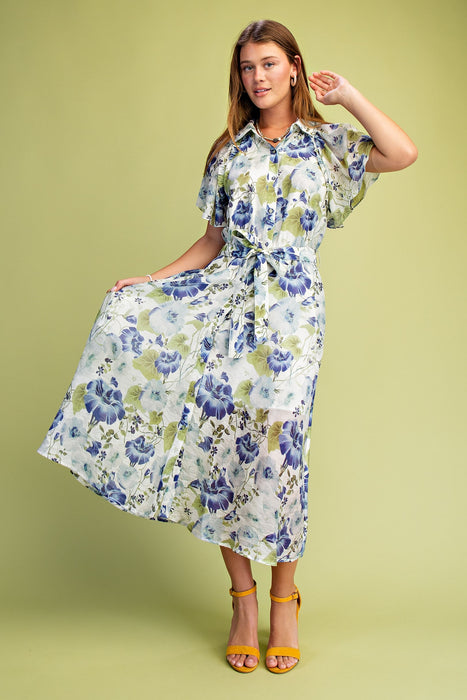 Floral Midi Shirt Dress