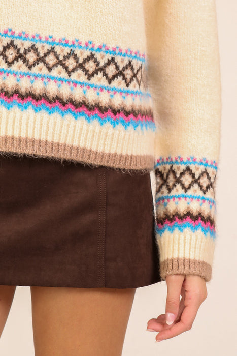 Argyle Raglan Turtleneck Sweater