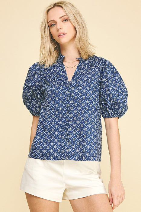 Floral Print Button Down Blouse