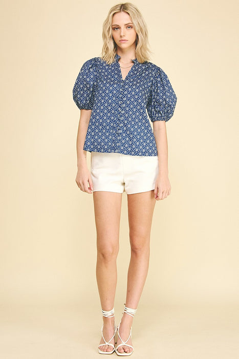 Floral Print Button Down Blouse