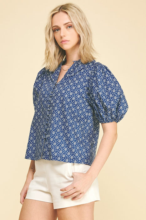 Floral Print Button Down Blouse