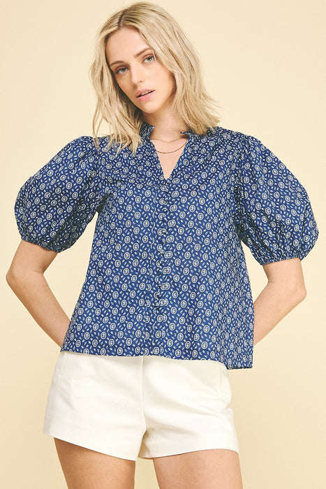 Floral Print Button Down Blouse