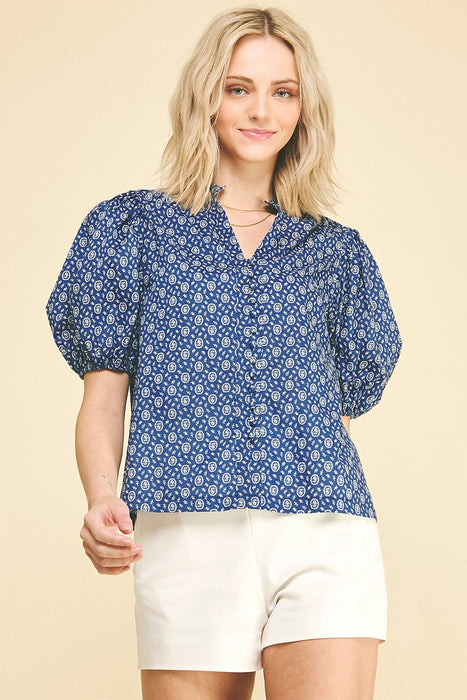 Floral Print Button Down Blouse