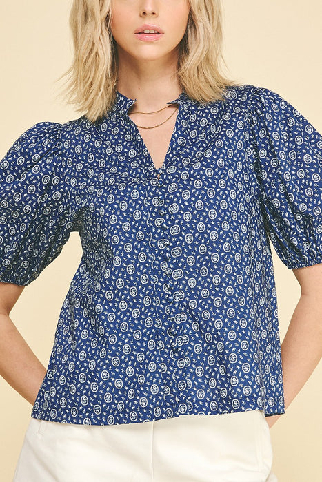 Floral Print Button Down Blouse