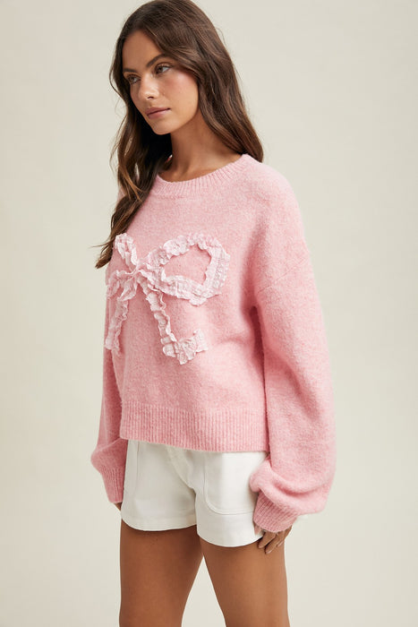 Plaid Bow Brushed Sweater
