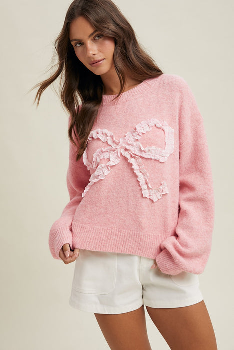 Plaid Bow Brushed Sweater