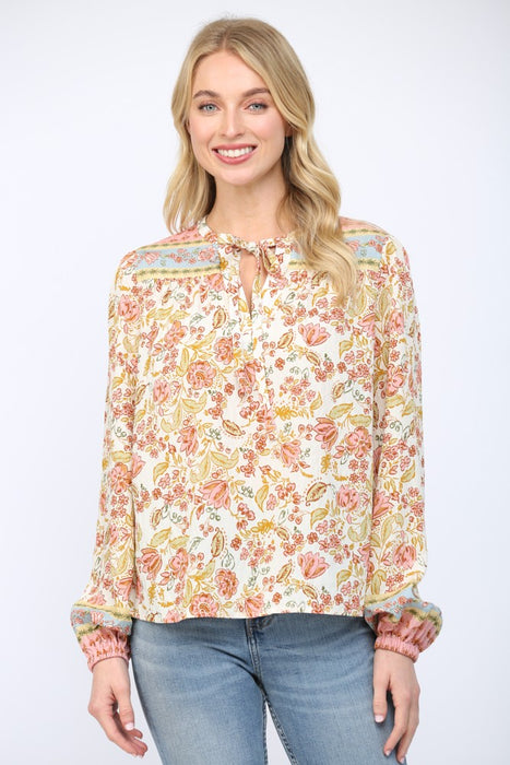 Tie Neck Peasant Blouse