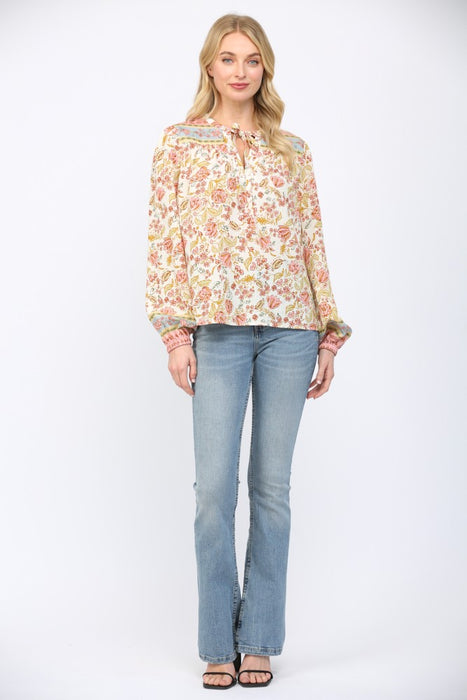 Tie Neck Peasant Blouse