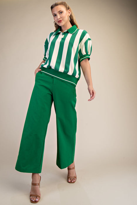Striped Collar Contrast Top