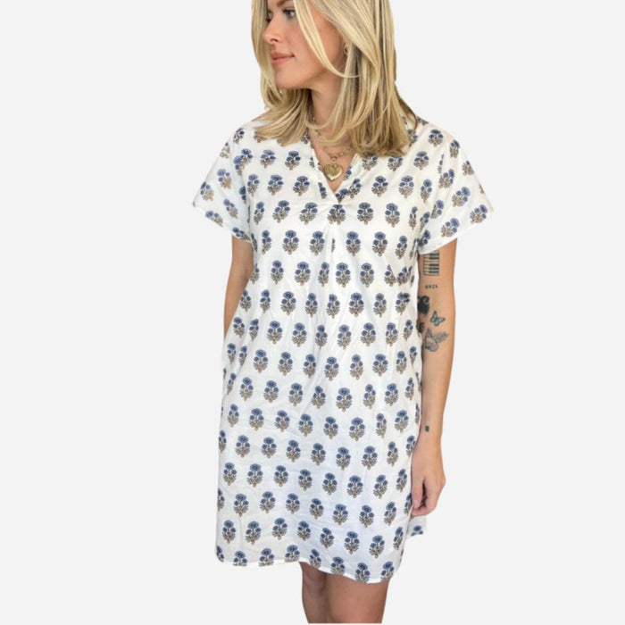 Short Sleeve Flower Print Dress