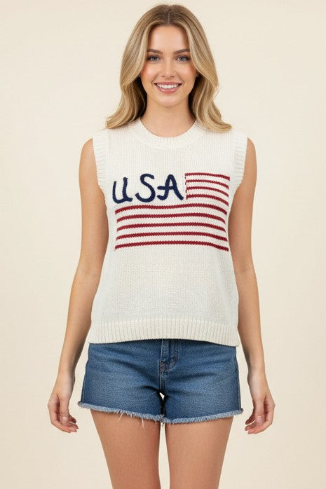 American Flag Sweater Top