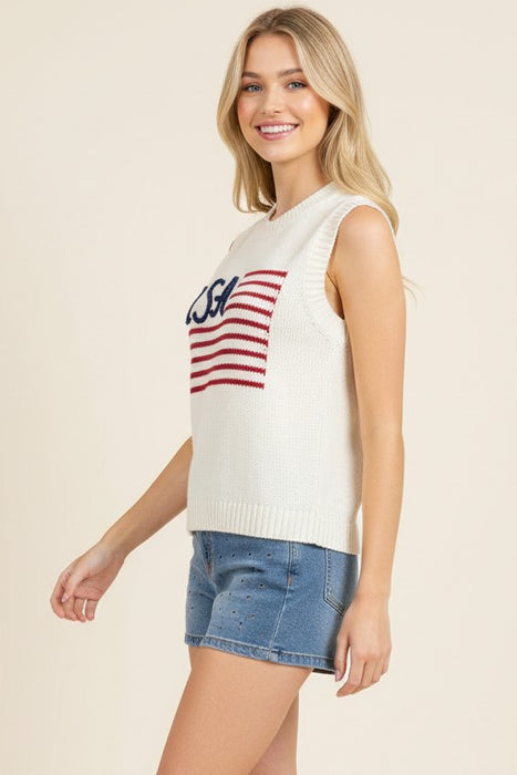 American Flag Sweater Top