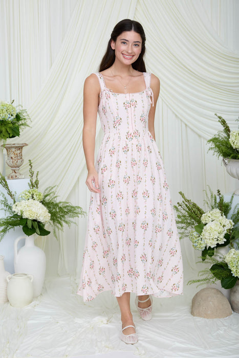 Floral Stripe Midi Dress