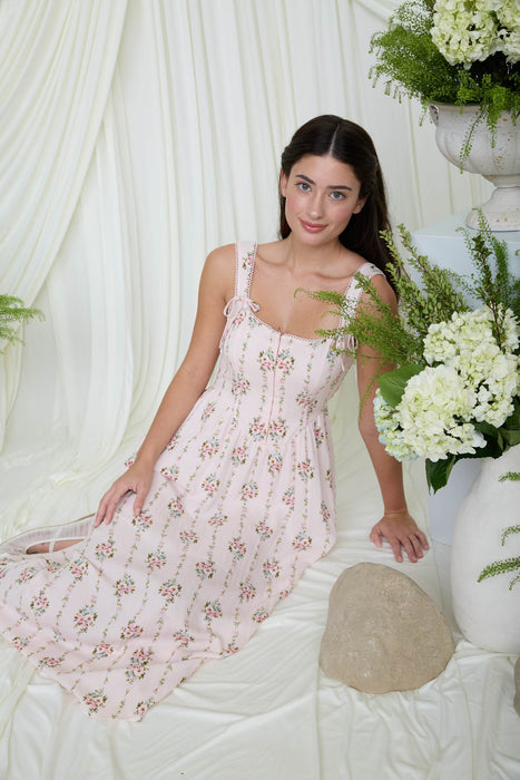 Floral Stripe Midi Dress