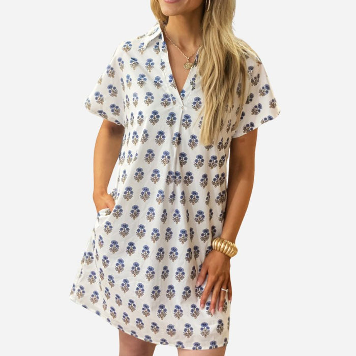 Short Sleeve Flower Print Dress