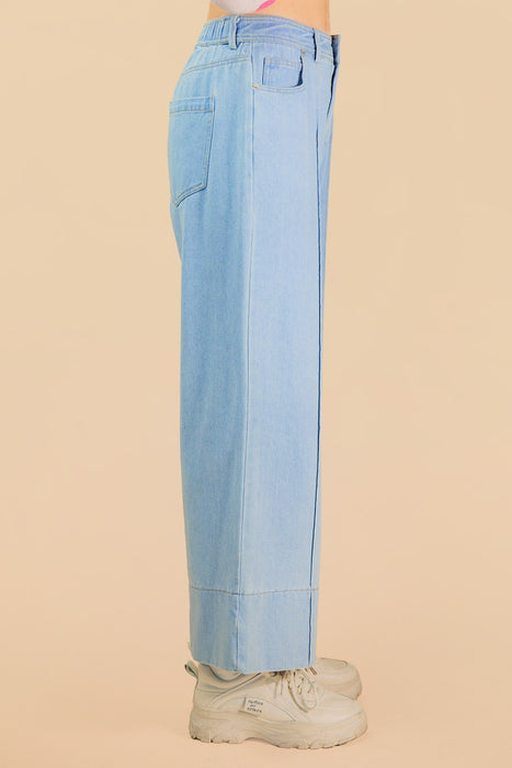 Front Seam Wide Leg Cropped Jeans