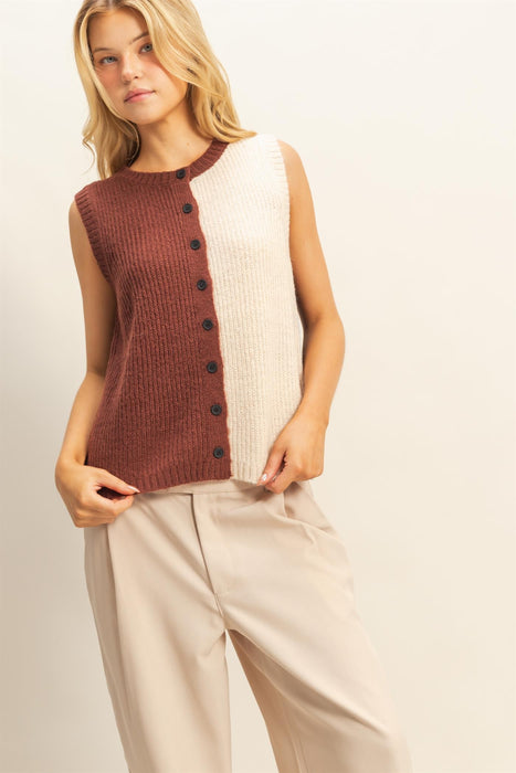 Color Block Sweater Vest