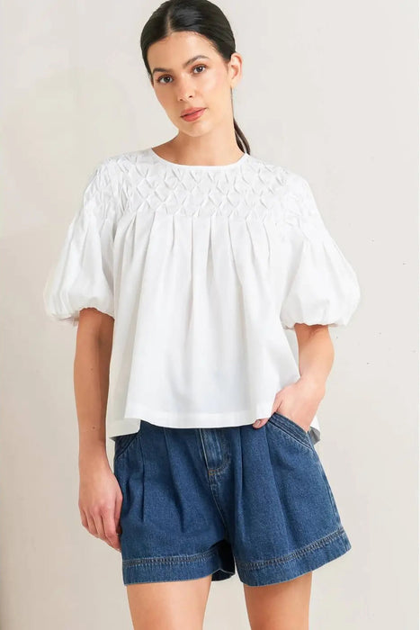 Honeycomb Bubble Sleeve Top